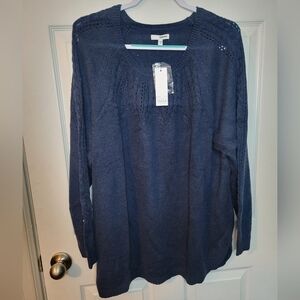 Sonoma 3x 4x Sweater Womans Plus Blue Pullover Long Sleeve